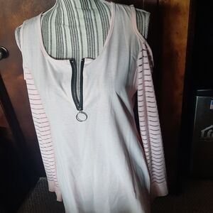 Pink cold shoulder womans top